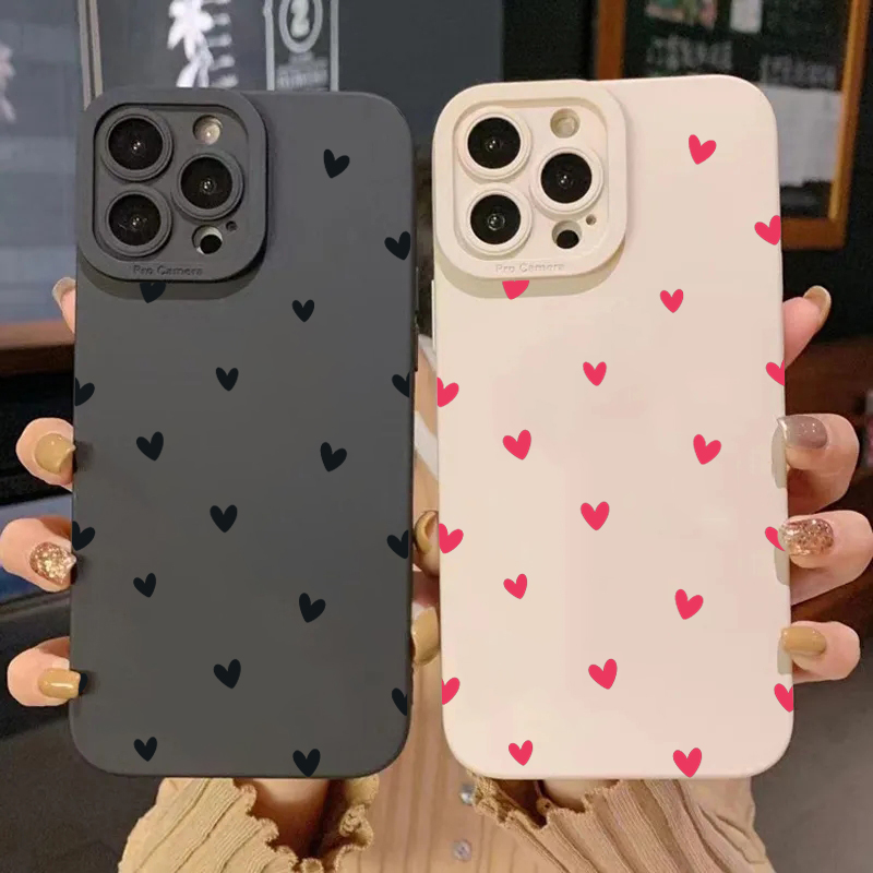 Phone Cases For Samsung Galaxy - Siyah Aşk Kalp Koruyucu Telefon Kılıfları