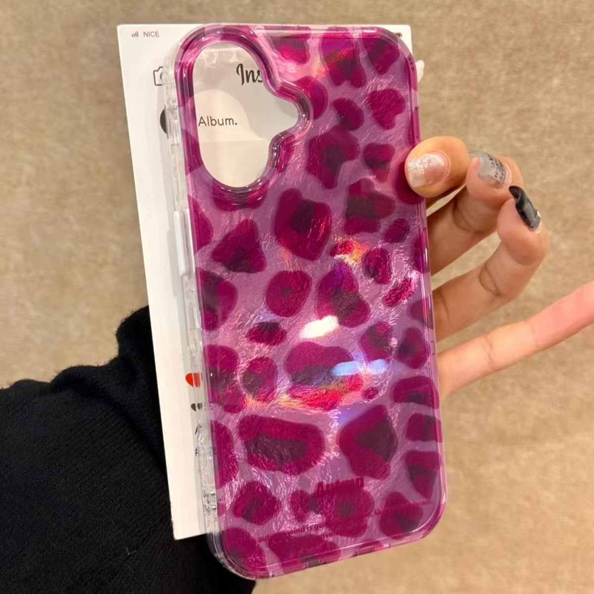 Phone Cases Protective - Mor Leopar Desenli Telefon Kılıfı iPhone