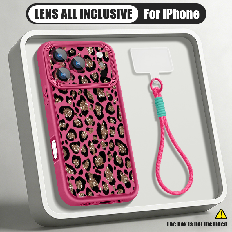 Phone Cases With Straps - Kahverengi Leopar Desenli Kordonlu Telefon Kılıfı