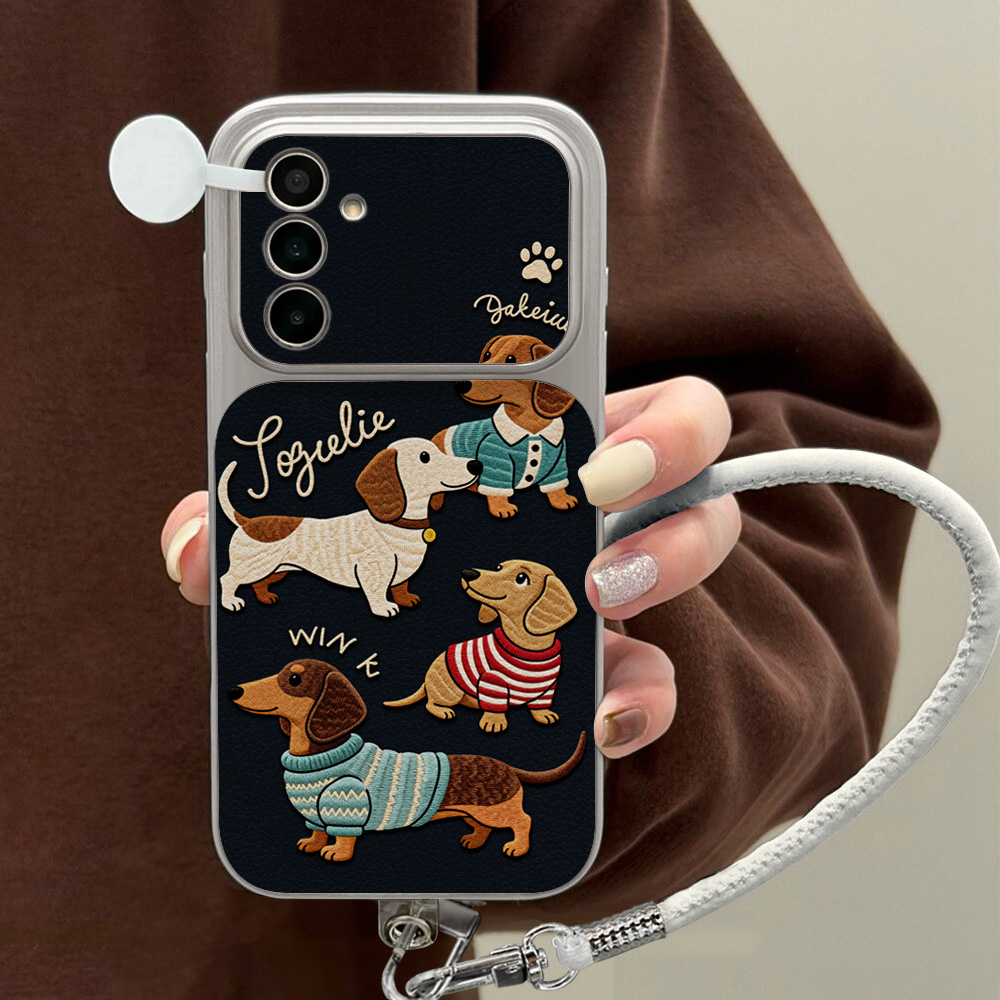 Phone Cases With Straps - Karikatür Dachshund Desenli Samsung A56 A55