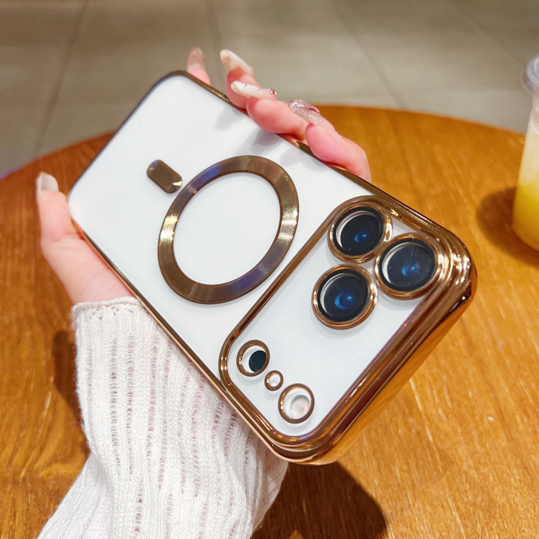 Luxury Plating Case - Lüks Kaplama Temizle Manyetik Magsafe Kablosuz