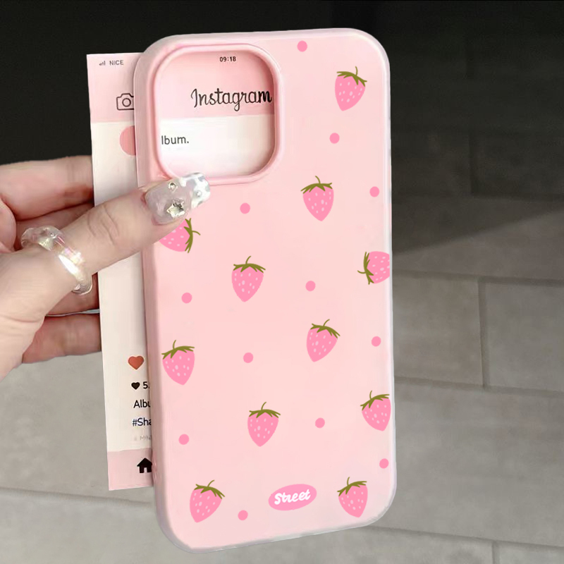 Phone Cases For Samsung Galaxy - Tatlı Pembe Çilek Desenli Telefon Kılıfı
