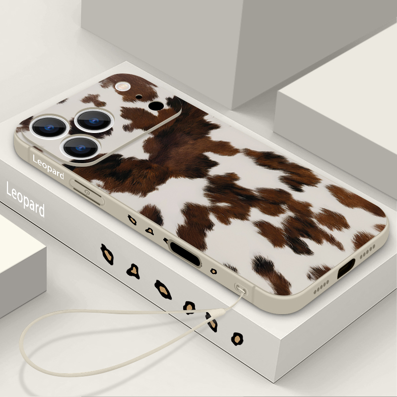 Phone Cases With Straps - Leopar Desenli TPU Telefon Kılıfı iPhone