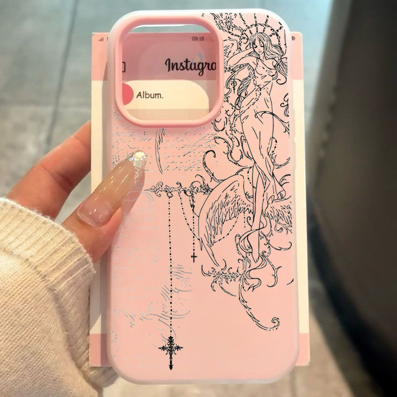 Phone Cases Drawing - Gotik Tarz Melek Çapraz Çizgi Çizimli
