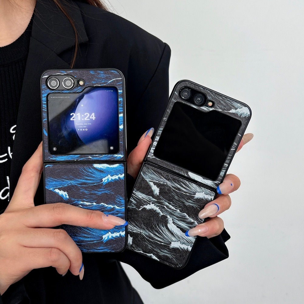Phone Cases Drawing - Dalga Desenli Manyetik Telefon Kılıfı Samsung