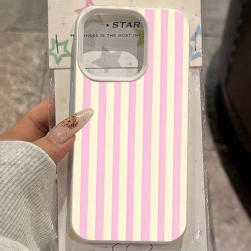 Phone Cases Online - Basit Pembe Dikey Çizgili Lichee Desenli