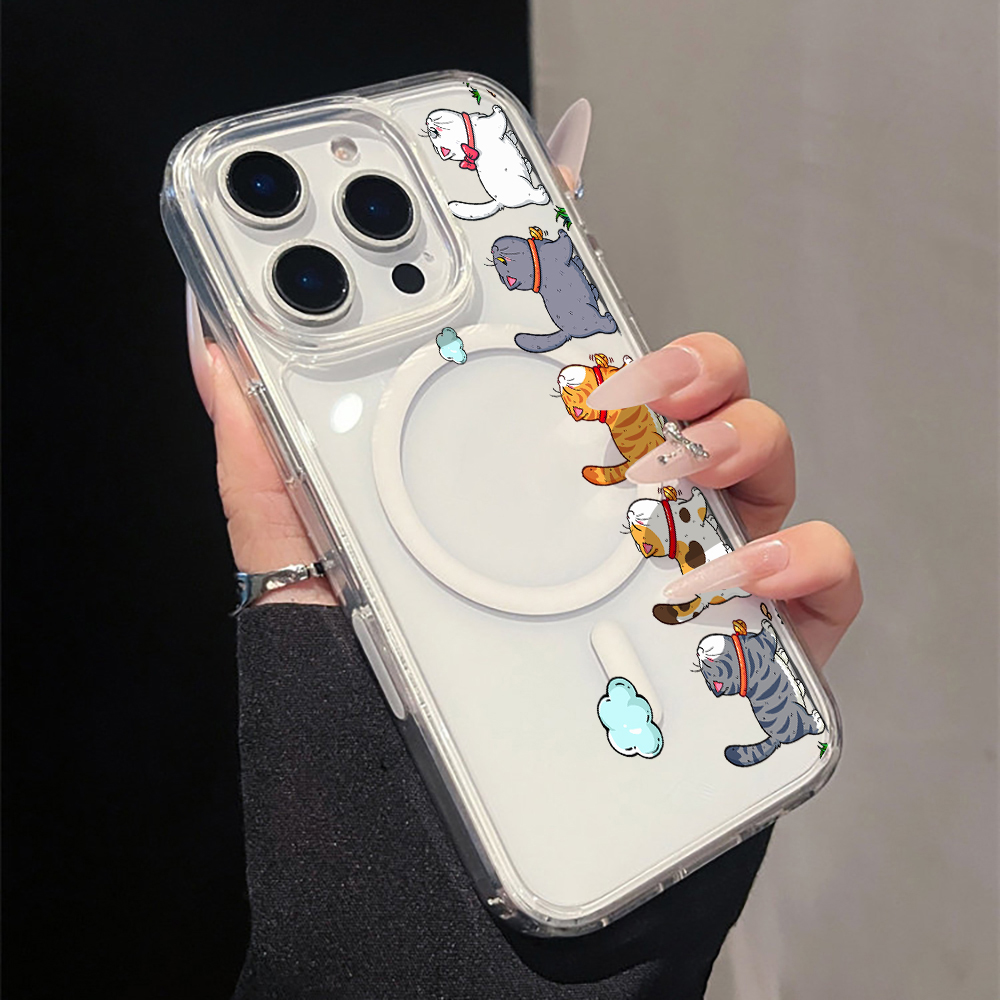 Phone Cases Cute Iphone 13 - Sevimli Karikatür Kedi Desenli Şeffaf Telefon