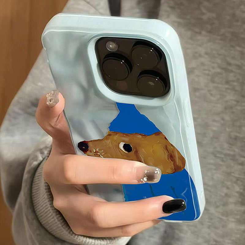 Phone Cases Cute Iphone 13 - Mavi Şapka Köpek Kıvrımları Doku Yumuşak