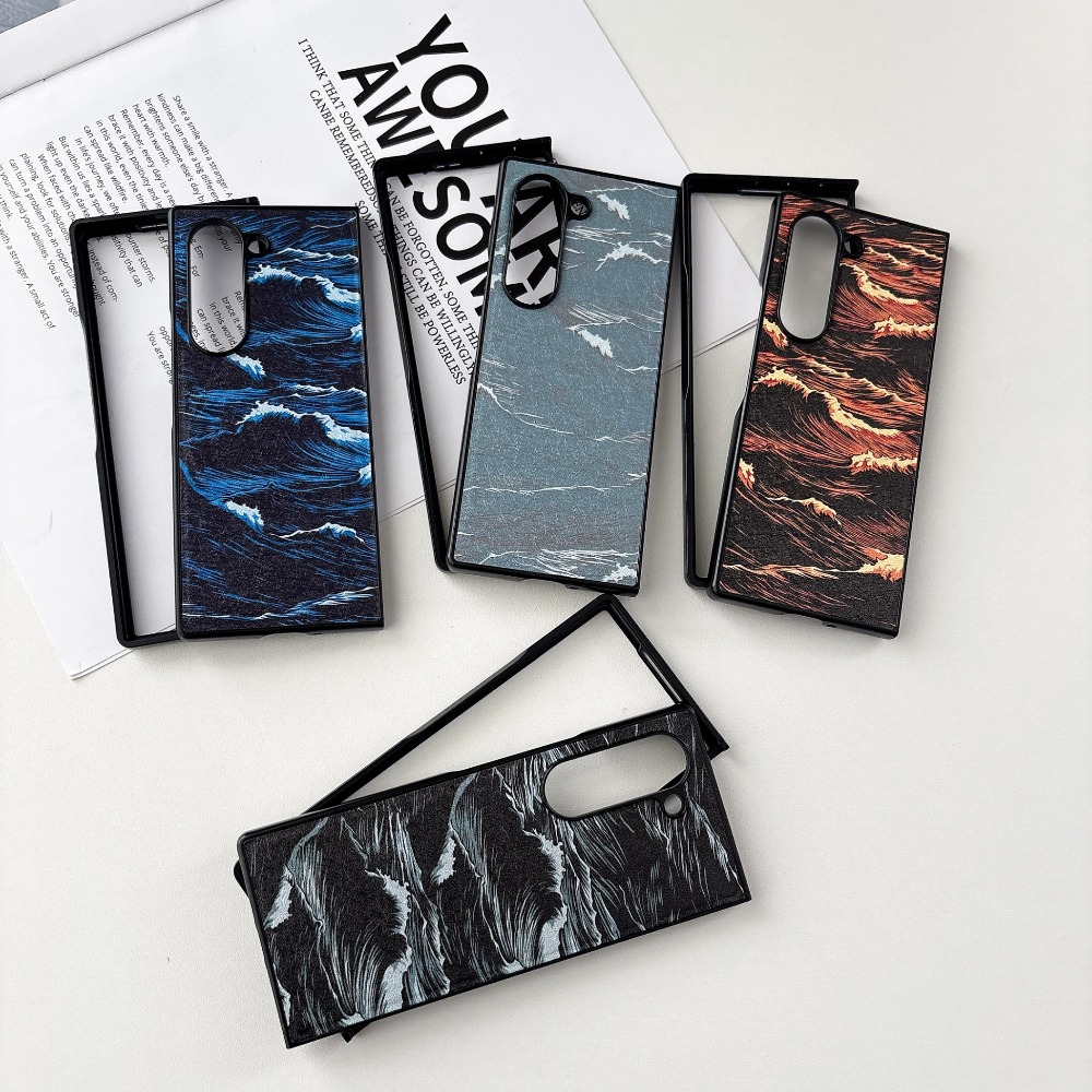 Phone Cases Drawing - Dalga Desenli Manyetik Telefon Kılıfı Samsung