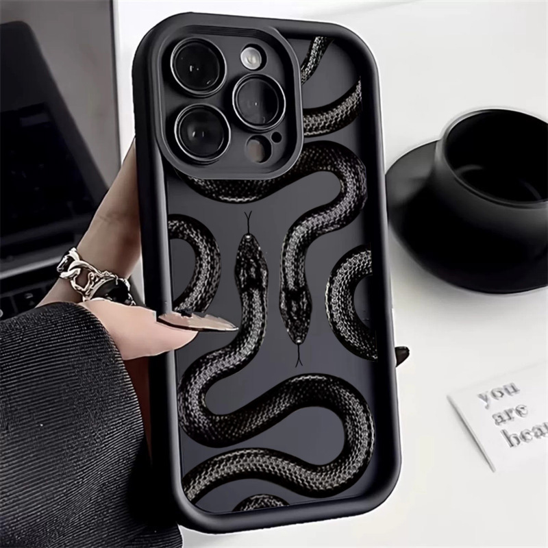 Phone Cases Silicone - Siyah Yılan Desenli Telefon Kılıfı iPhone