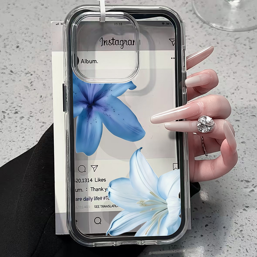 Mavi Zambak Çiçekli Şeffaf Tel - Phone Cases Transparent incelemesi ve fiyatı
