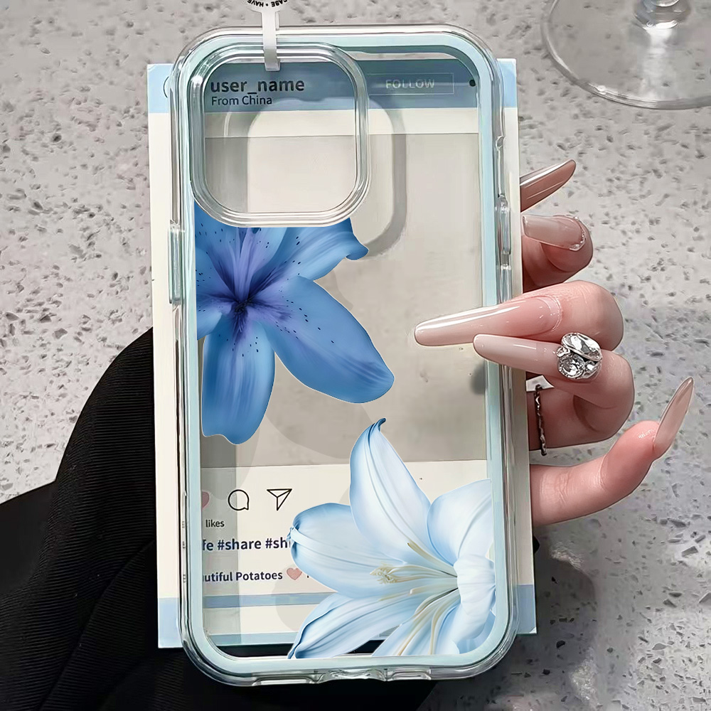 Mavi Zambak Çiçekli Şeffaf Tel - Phone Cases Transparent incelemesi ve fiyatı