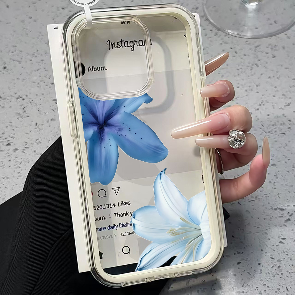 Mavi Zambak Çiçekli Şeffaf Tel - Phone Cases Transparent incelemesi ve fiyatı